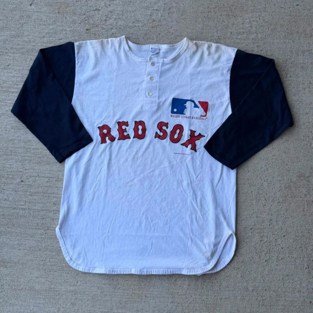 Vintage 1989 Boston Red Sox Champion Baseball Henley Shirt Mens XL Made in USA